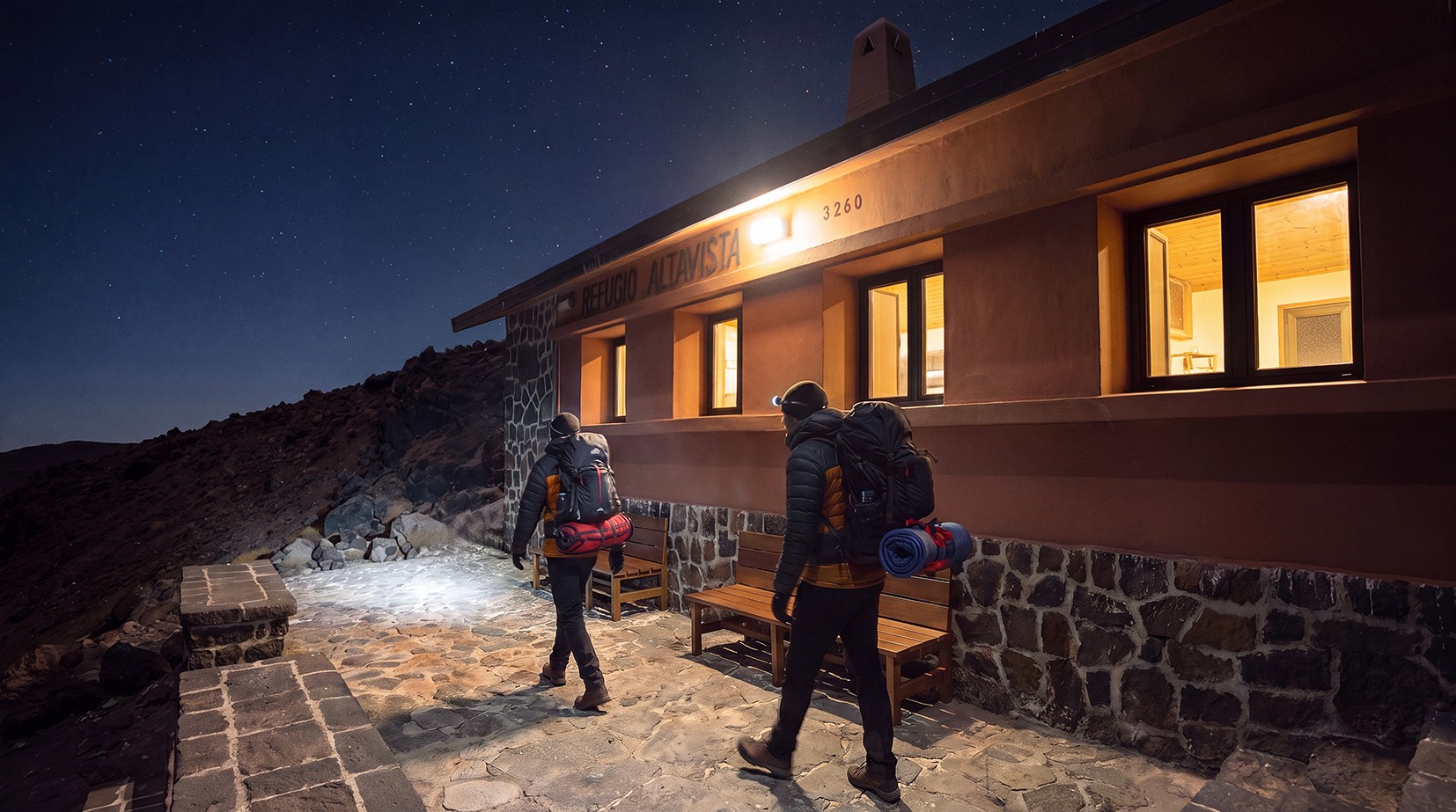 Trail to the summit of Mount Teide in the early hours of the morning