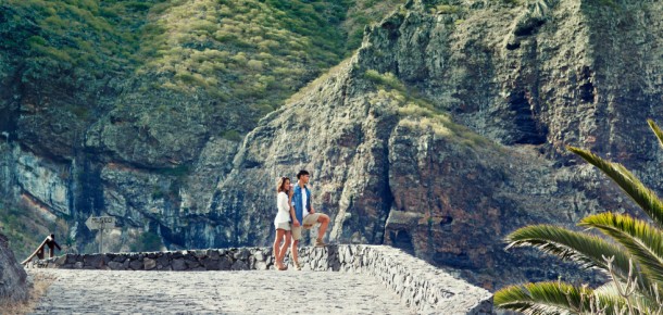 Couple enjoying the views of the Masca Ravine from the viewpoint